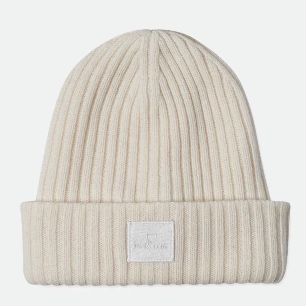 BRIXTON Men's Alpha Square Ribbed Knit Merino Wool Beanie Cream Hat Unisex‎ EUV